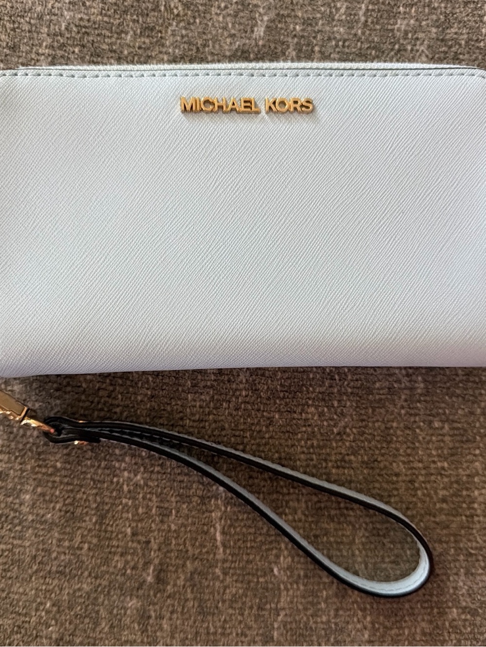 Michael Kors blue Saffiano Leather Wristlet with Strap